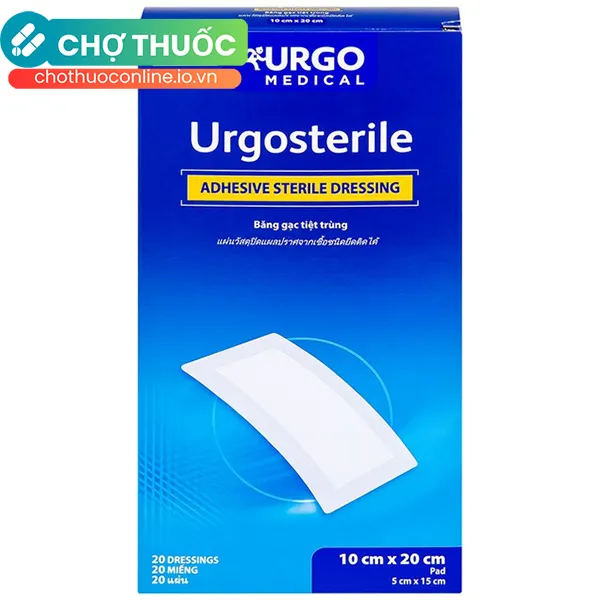 Băng gạc tiệt trùng Urgosterile 10cm x 20cm bảo vệ vết trầy xước, vết cắt, vết thương (20 miếng)