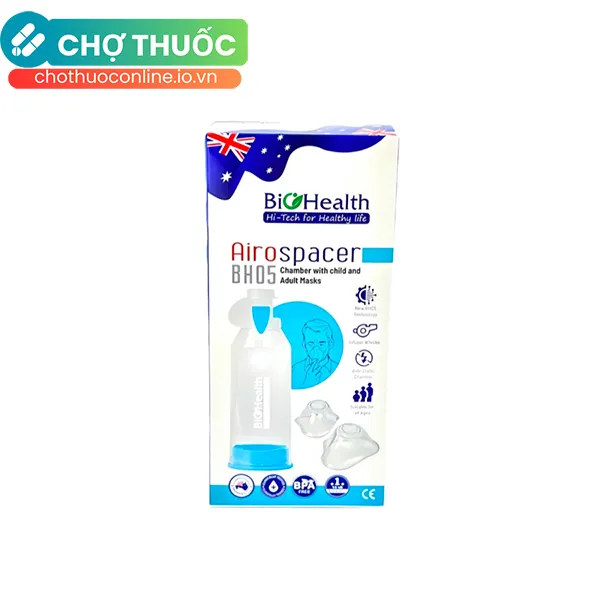 Buồng đệm khí dung van 2 chiều BioHealth BH05 hỗ trợ điều trị hen suyễn