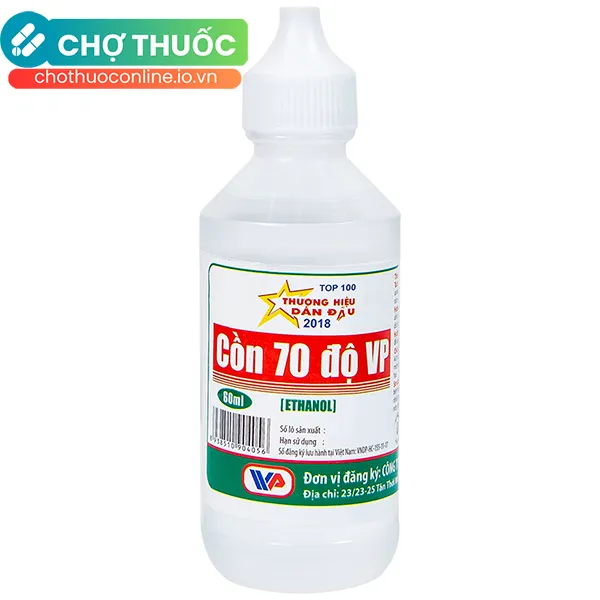 Cồn 70 độ hỗ trợ sát trùng vết thương (Chai 60ml)