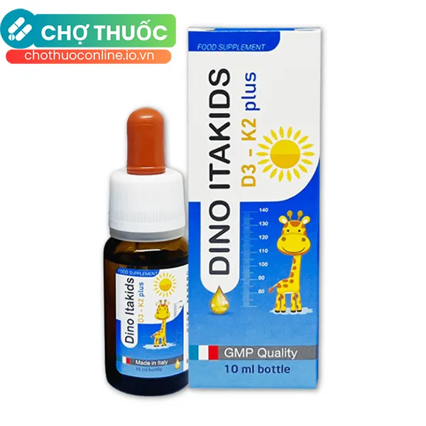 Dino Itakids D2 K2 Plus hỗ trợ bổ sung vitamin giúp hấp thu canxi (10ml)