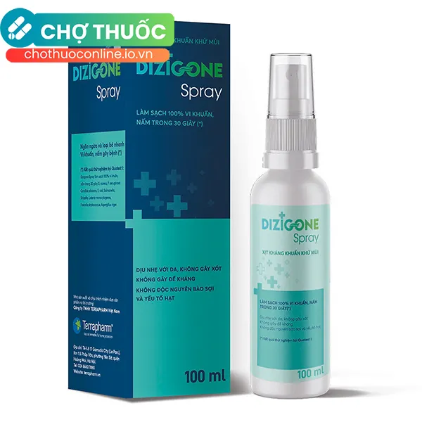 Dung dịch kháng khuẩn Dizigone Spray làm sạch vi khuẩn trên cơ thể trong 30 giây (100ml)