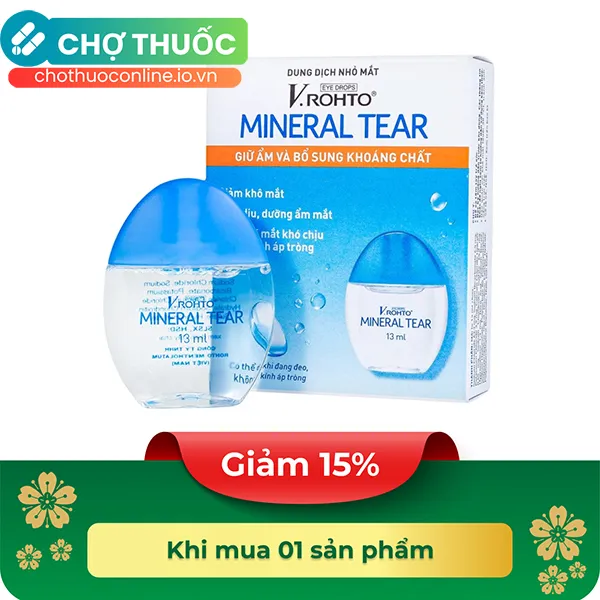 Dung dịch nhỏ mắt V.Rohto Mineral Tear hỗ trợ dưỡng ẩm, bổ sung khoáng chất (13ml)