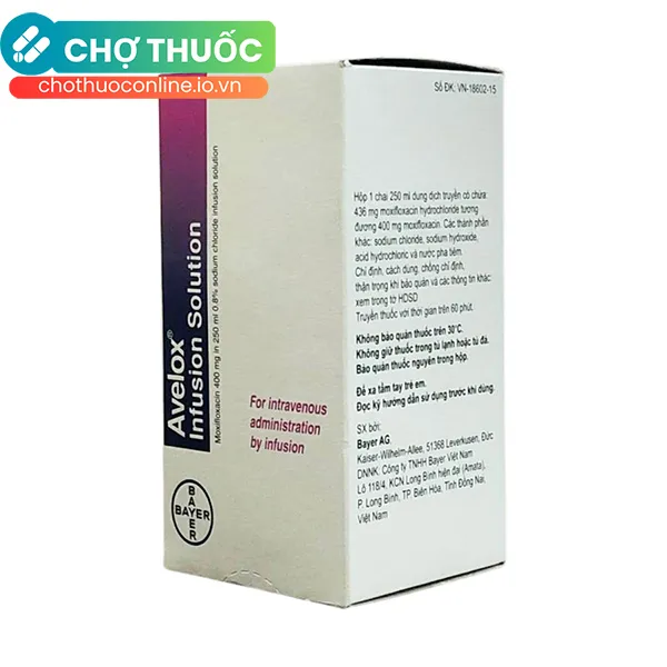 Dung dịch truyền Avelox 400mg/250ml điều trị nhiễm khuẩn ( chai 250ml)