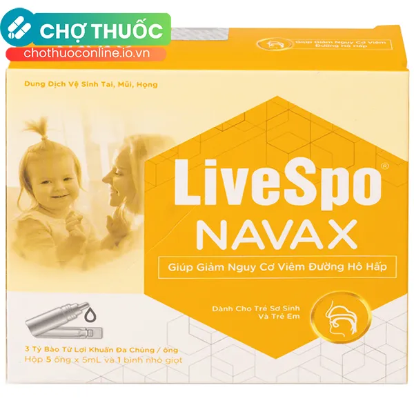 Dung dịch vệ sinh tai, mũi, họng Livespo Navax 5ml giảm sổ mũi, viêm tai, viêm xoang (5 ống x 5ml)