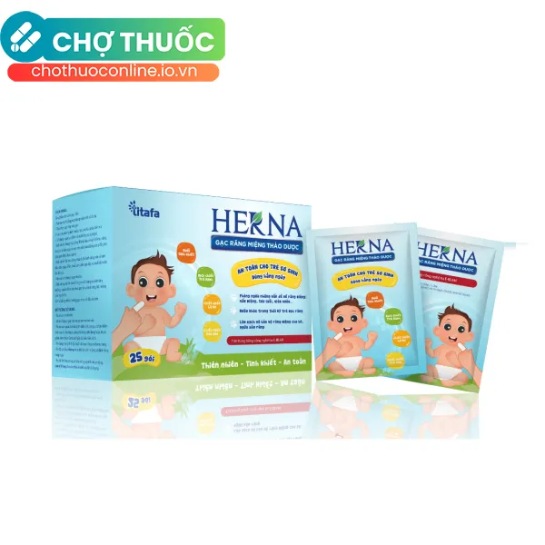 Gạc răng miệng thảo dược Herna phòng ngừa vấn đề răng miệng cho bé (25 gói)
