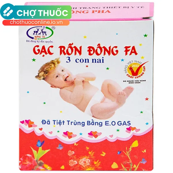 Gạc rốn Đông Fa 3 Con Nai bảo vệ vùng rốn và giữ ấm cho bé (5 hộp)