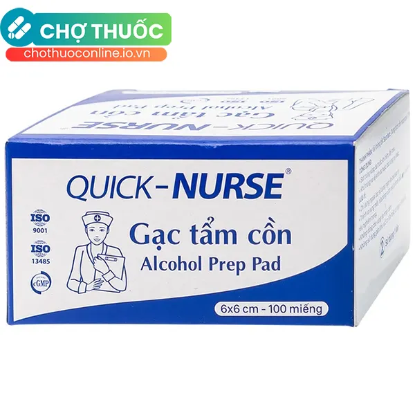 Gạc tẩm cồn Quick - Nurse hỗ trợ sát trùng, khử trùng và vệ sinh (6x3cm - 100 miếng)