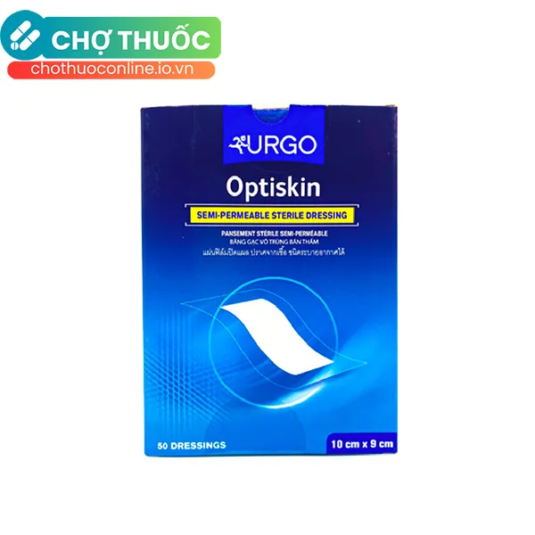 Gạc Urgo Optiskin 100mm x 90mm - Băng cá nhân bán thấm, tiệt trùng (Hộp 50 miếng)
