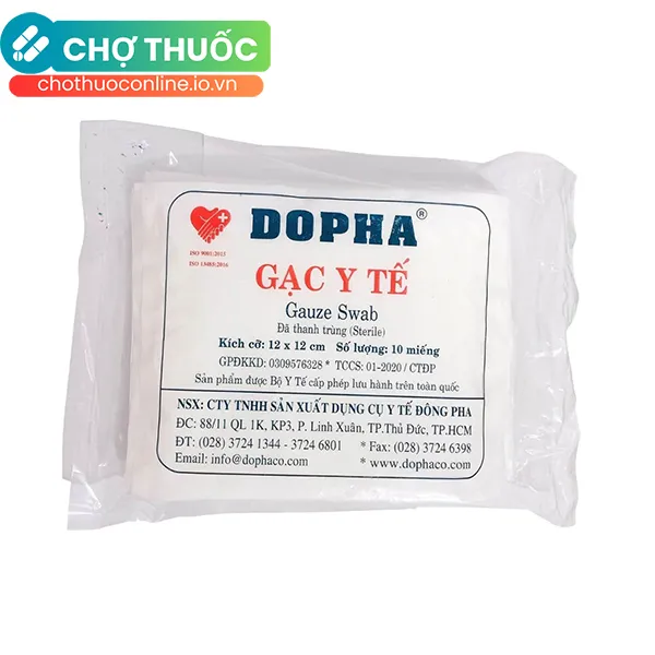 Gạc y tế tiệt trùng Đông Pha 12cm x 12cm (10 miếng)