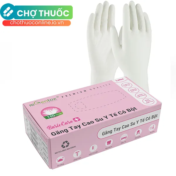Găng tay cao su y tế có bột Latex Regentox Malaysia Size L (100 cái)