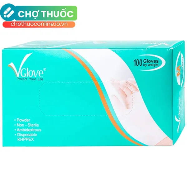 Găng tay cao su y tế VGlove có bột size L (100 chiếc)