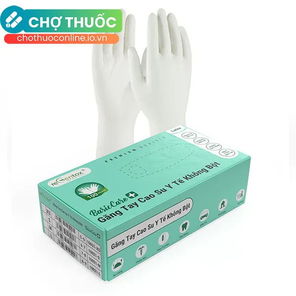 Găng tay Latex Regentox size M không tiệt trùng có bột, sử dụng một lần (50 cặp)