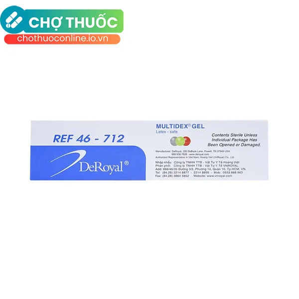 Gel Deroyal Multidex REF 46-712 hỗ trợ điều trị viêm nhiễm da, làm lành các vết loét mãn tính (85g)