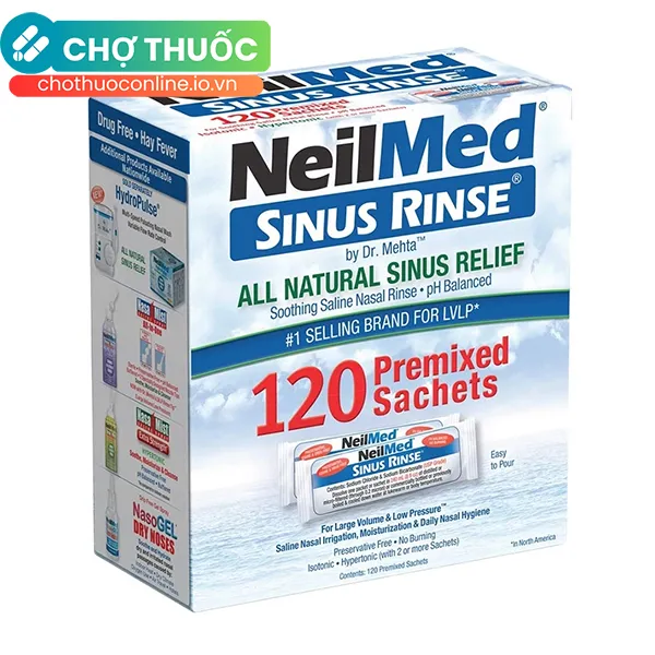 Gói hỗn hợp pha dung dịch rửa mũi NeilMed Sinus Rinse giảm và ngăn ngừa các chứng viêm mũi dị ứng (120 gói)