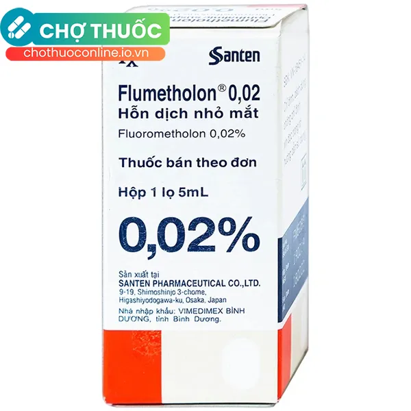 Hỗn dịch nhỏ mắt Flumetholon 0.02% Santen điều trị các bệnh viêm phía ngoài mắt (5ml)