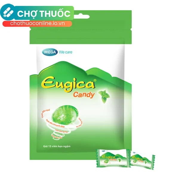 Kẹo ngậm thảo dược Eugica Candy giảm ho, đau họng gói 15 viên