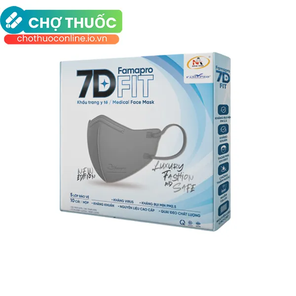 Khẩu trang y tế KTYT TS 7D FIT trắng cao cấp kháng khuẩn 5 lớp (10 cái/ hộp)