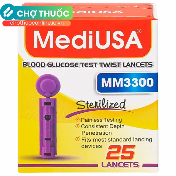 Kim lấy máu MediUSA MM3300 dùng cho máy đo đường huyết (25 Cái)