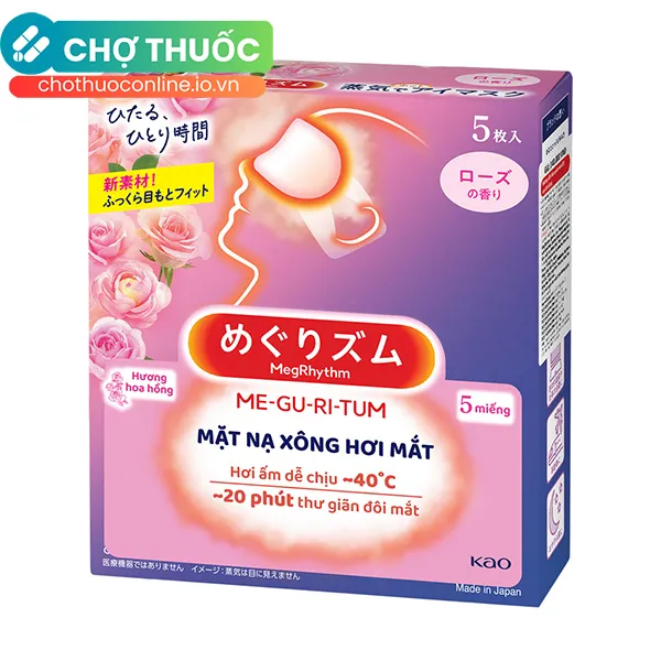 Mặt nạ xông hơi mắt MegRhythm hương hoa hồng dễ chịu, thư giãn đôi mắt (5 miếng)