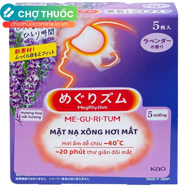 Mặt nạ xông hơi mắt MegRhythm hương hoa oải hương dễ chịu, thư giãn đôi mắt (5 miếng)