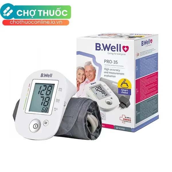 Máy đo huyết áp bắp tay BWELL PRO-35 hỗ trợ đo huyết áp và nhịp tim (1 cái)