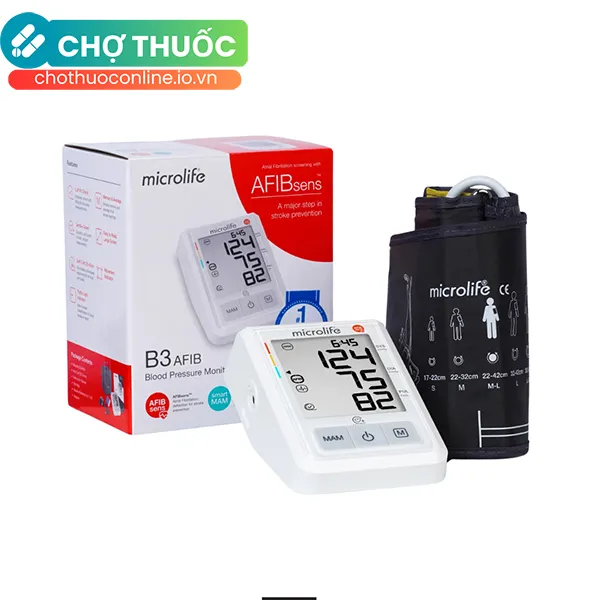 Máy đo huyết áp bắp tay Microlife B3 AFIB Advanced hỗ trợ đo huyết áp, cảnh báo đột quỵ