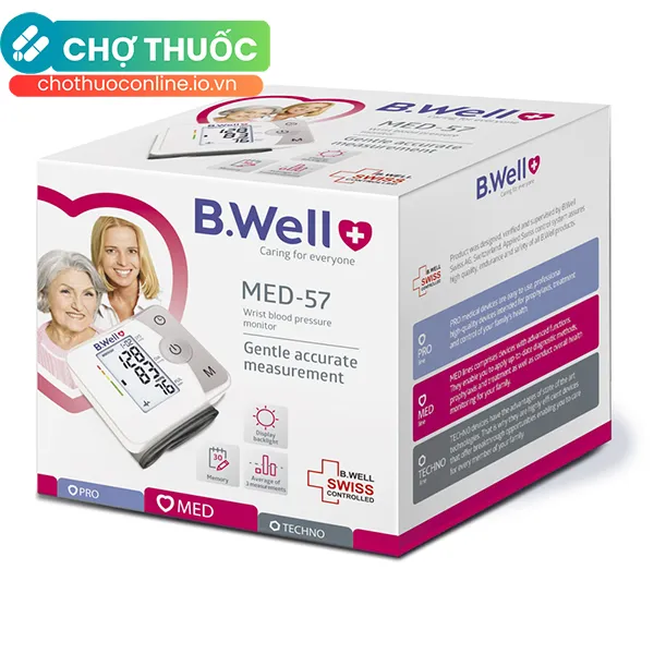 Máy đo huyết áp cổ tay tự động B.Well Swiss MED-57 cho kết quả chính xác, nhanh chóng