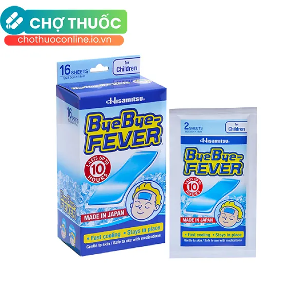 Miếng dán giảm sốt, hạ nhiệt nhanh Bye Bye Fever Hisamitsu kéo dài đến 10 giờ (8 gói x 2 miếng)