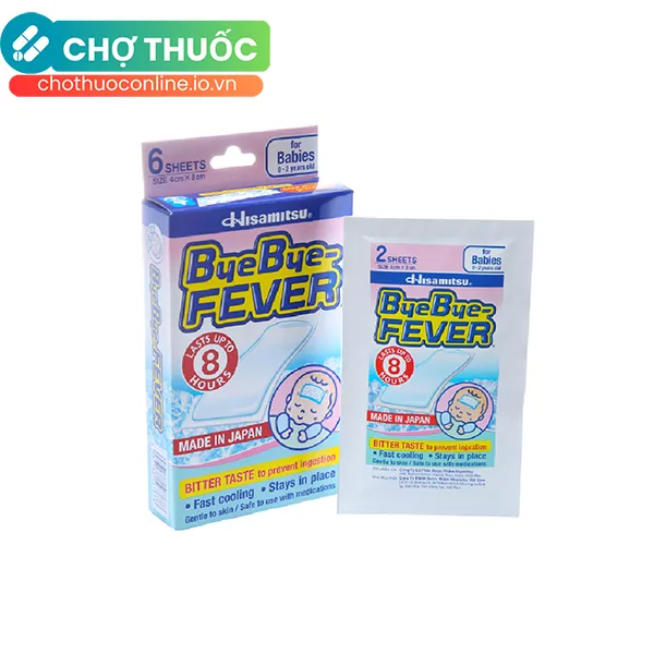 Miếng dán hạ sốt cho trẻ sơ sinh ByeBye Fever For Babies (3 gói x 2 miếng)