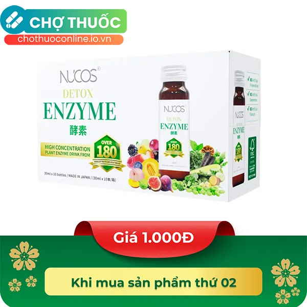 Nước uống lên men Nucos Detox Enzyme giảm hấp thu chất béo, thanh lọc cơ thể (10 chai x 30ml)