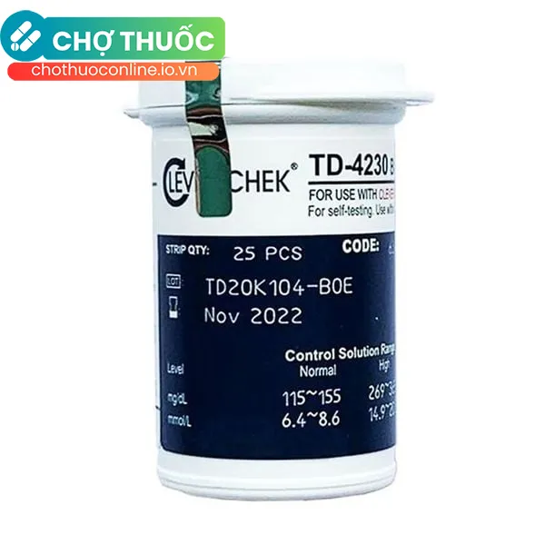 Que thử đường huyết Clever Check TD-4230 (Hộp 25 que)