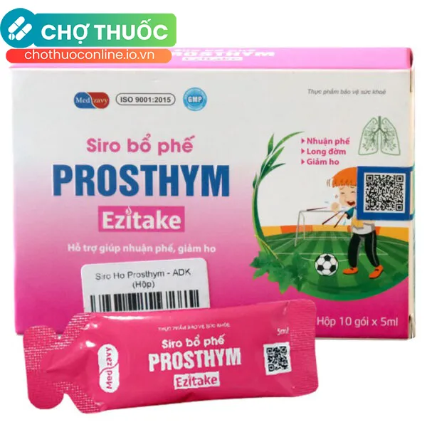 Siro bổ phế Prosthym Ezitake hỗ trợ giúp nhuận phế, giảm ho (Hộp 10 gói x 5ml)