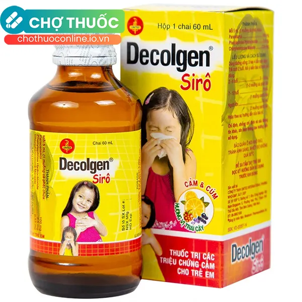 Siro Decolgen Untied điều trị các triệu chứng cảm thông thường, viêm mũi dị ứng (60ml)