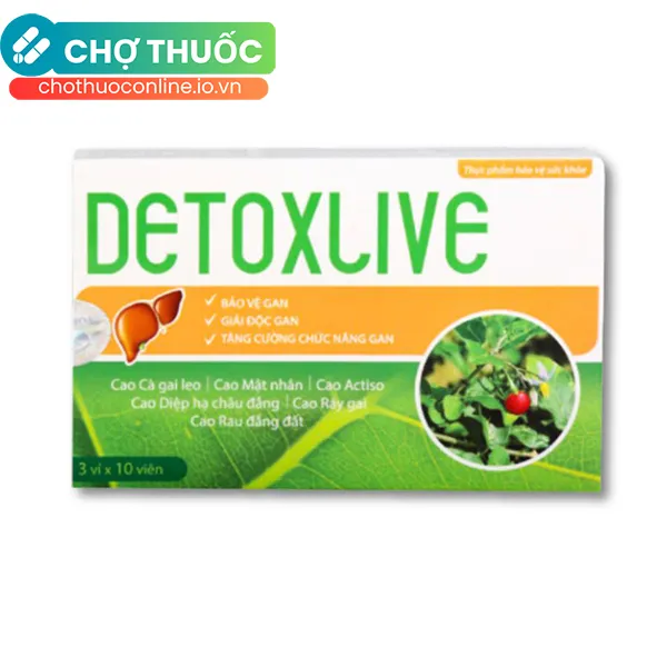 Thực phẩm bảo vệ sức khoẻ Detoxlive Tuệ Linh giải độc gan - Hộp 30 viên