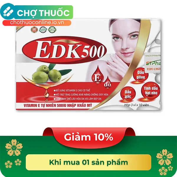 Thực phẩm bảo vệ sức khoẻ EDK500 bổ sung Vitamin E - Hộp 30 viên