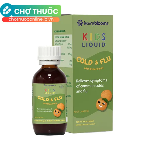 Thực phẩm bảo vệ sức khoẻ Henry Blooms Kids Liquid Cold and Flu with Elderberry (100ml)