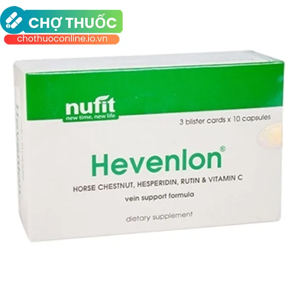 Thực phẩm bảo vệ sức khỏe HEVENLON hỗ trợ suy giãn tĩnh mạch (30 viên)