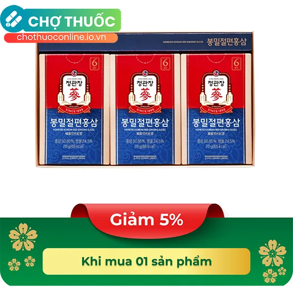 Thực phẩm bảo vệ sức khoẻ Honeyed Korean Red Ginseng Slice - Hộp 6 gói
