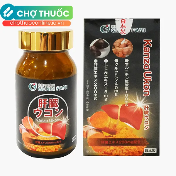 Thực phẩm bảo vệ sức khoẻ Kanzou Ukon hỗ trợ bảo vệ gan - Hộp 90 viên