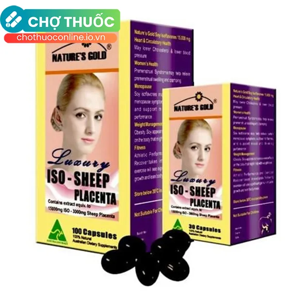 Thực phẩm bảo vệ sức khỏe Luxury Iso Sheep Placenta Nature's Gold (100 viên)