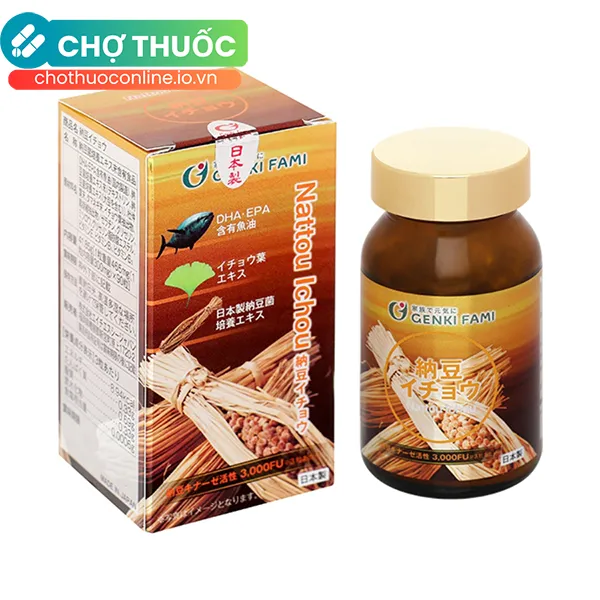 Thực phẩm bảo vệ sức khoẻ NATTOU ICHOU giảm mỡ máu, tốt não bộ - Hộp 90 viên