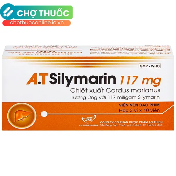 Thuốc A.T Silymarin 117mg hỗ trợ điều trị bệnh viêm gan mạn tính, xơ gan (Hộp 30 viên)