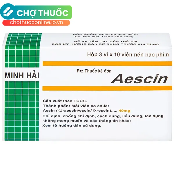 Thuốc Aescin 40mg Minh Hải hỗ trợ điều trị thiểu năng tĩnh mạch mãn tính (30 viên)