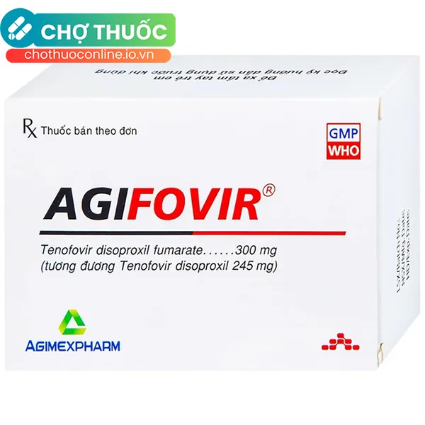 Thuốc Agifovir 300mg Agimexpharm hỗ trợ điều trị HIV-1, viêm gan B mạn tính (3 vỉ x 10 viên)