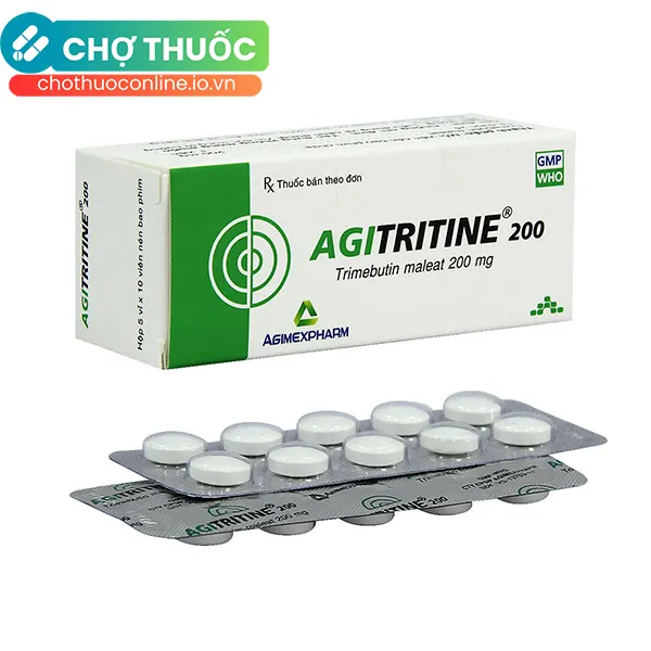 Thuốc Agitritine 200mg hỗ trợ điều trị đau do co thắt dạ dày, hội chứng ruột kích thích (Hộp 50 viên)