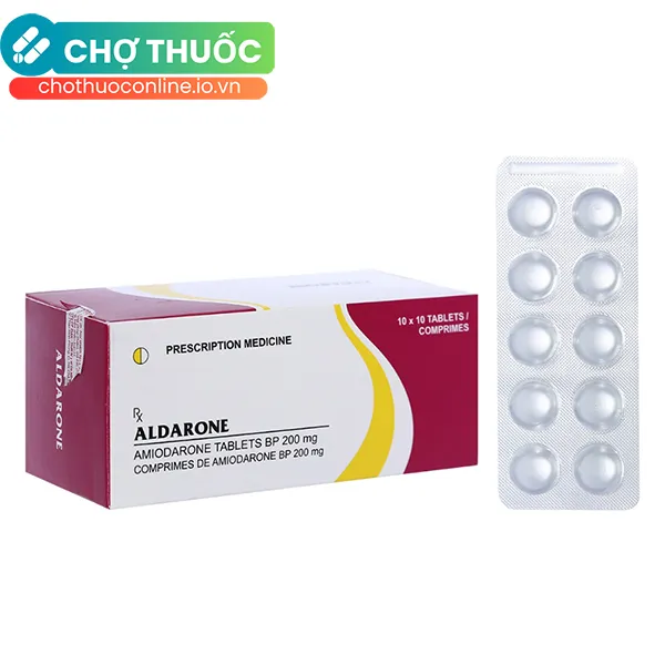 Thuốc Aldarone 200mg trị loạn nhịp tim (10 vỉ x 10 viên)