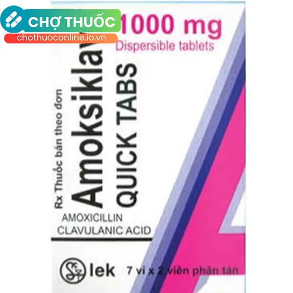 Thuốc Amoksiklav Quick Tabs 1000mg điều trị nhiễm khuẩn (7 vỉ x 2 viên)