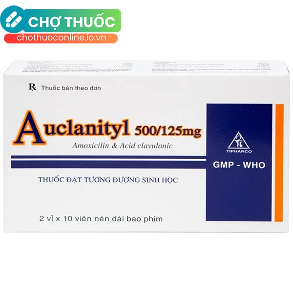 Thuốc Auclanityl 500/125mg Tipharco điều trị nhiễm khuẩn (2 vỉ x 10 viên)