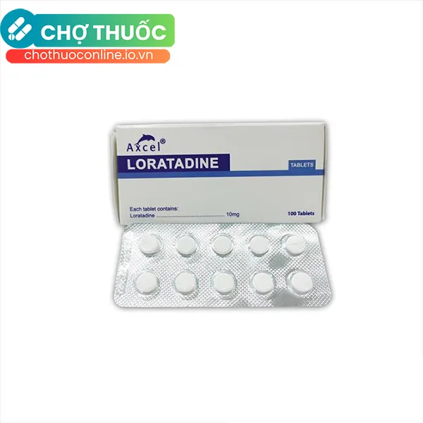 Thuốc Axcel Loratadine 10mg giảm các triệu chứng dị ứng (10 vỉ x 10 viên)