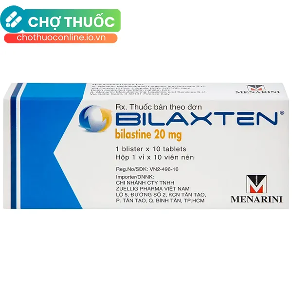 Thuốc Bilaxten 20mg Menarini hỗ trợ điều trị viêm mũi dị ứng, mề đay (10 viên)